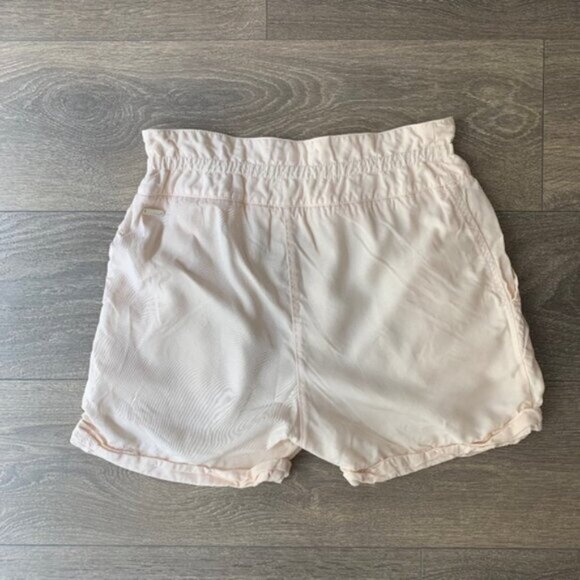 Aritzia Wilfred Women's Shorts Crepe Paperbag Ruched Elastic Waist Pale pink 2 - Picture 12 of 16